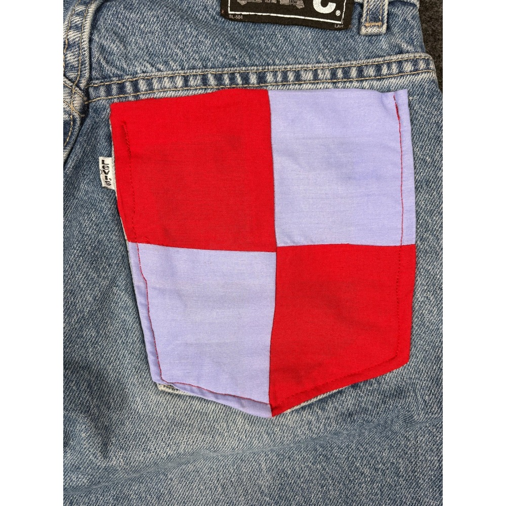 Vintage Levi's USA Y2K Reworked Flare Jeans Peace Sign Patchwork Boho Juniors 11 - Picture 14 of 14